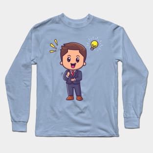 Cute Man Get An Idea Cartoon Long Sleeve T-Shirt